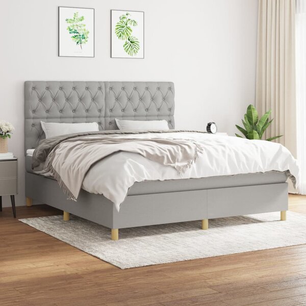 Box spring postel s matrací světle šedá 160 x 200 cm textil 3142585