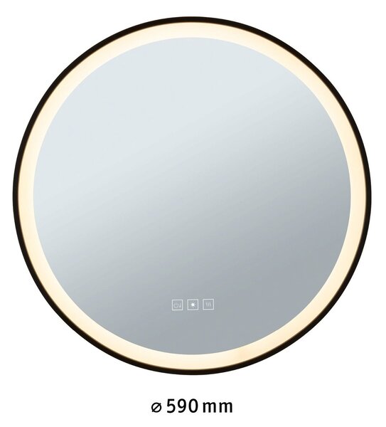 P 71088 LED zrcadlo s osvětlením Mirra IP44 CCT 230V 11,5W stmívatelné černá/zrcadlo - PAULMANN