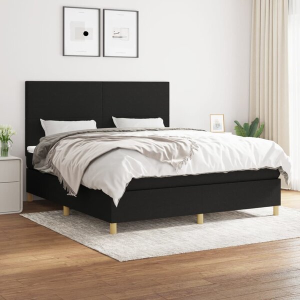 Box spring postel s matrací černá 160x200 cm textil 3142187