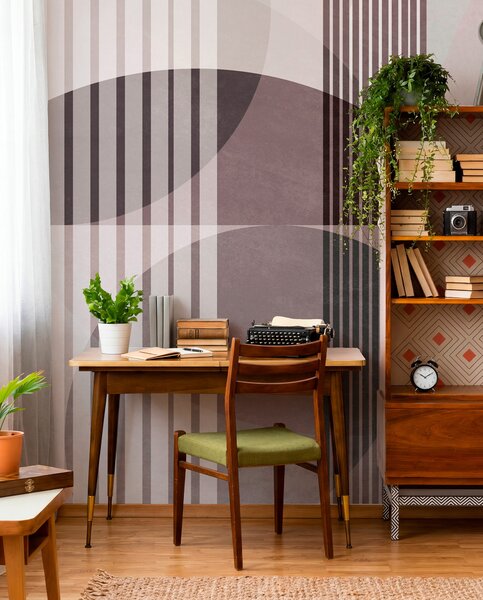 Fototapety Abstraktní geometrické tvary tvořené kruhy a čarami, tlumené barvy, strukturovaná, vrstevnatá, Fototapety geometrie, w09834v1 : uwalls.cz