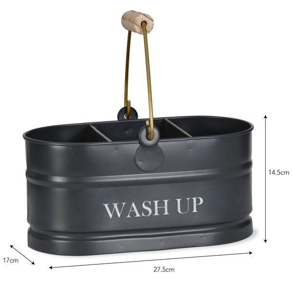 Plechový kyblík s přihrádkami Wash Up Tidy Carbon