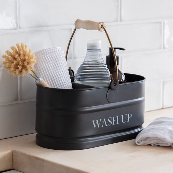 Plechový kyblík s přihrádkami Wash Up Tidy Carbon