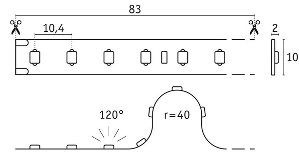 P 76025 Pro LED Strip Silver P75 827 10m 42W 700lm/m 96LEDs/m 2700K - PAULMANN