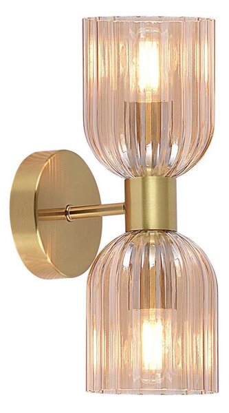 Nástěnná lampa PIEGA 2xE14/10W/230V mosaz/kouřová béžová