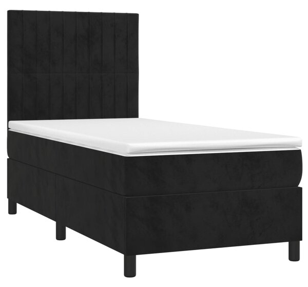 Box spring postel s matrací a LED černá 80 x 200 cm samet 3136211