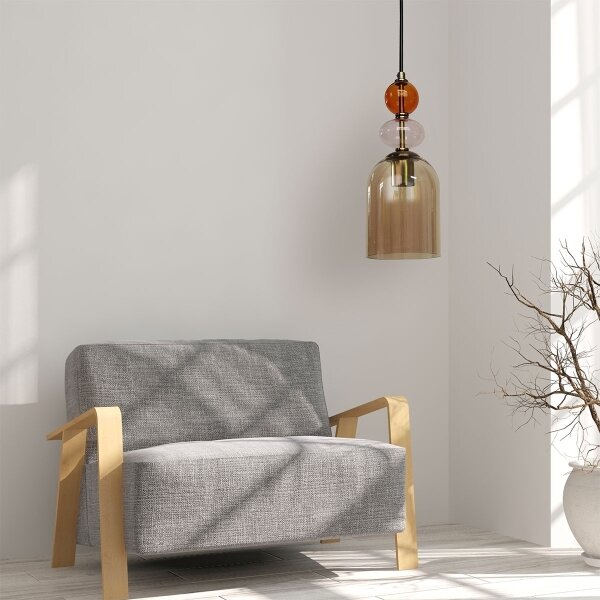 Lustr na lanku TROPEA 1xE27/15W/230V černá/kouřová červená/béžová