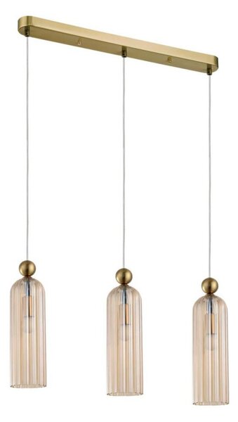 Lustr na lanku PIEGA 3xE14/40W/230V mosaz/kouřová béžová