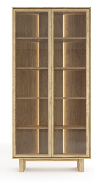 Vysoká vitrína Bellora 94 cm s osvětlením - olejovaný dub