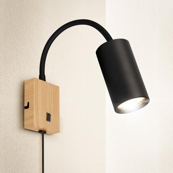 Brilagi - Flexibilní nástěnná lampa SELE 1xGU10/30W/230V černá/dekor dubu