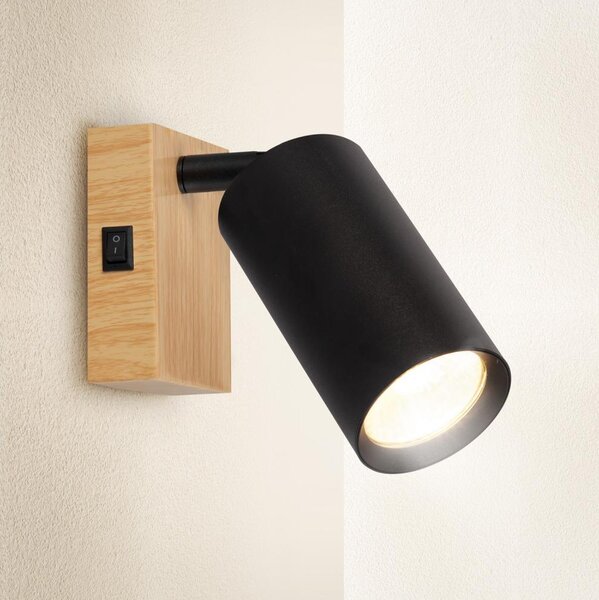 Brilagi - Nástěnné bodové svítidlo SELE 1xGU10/30W/230V černá/dekor dubu