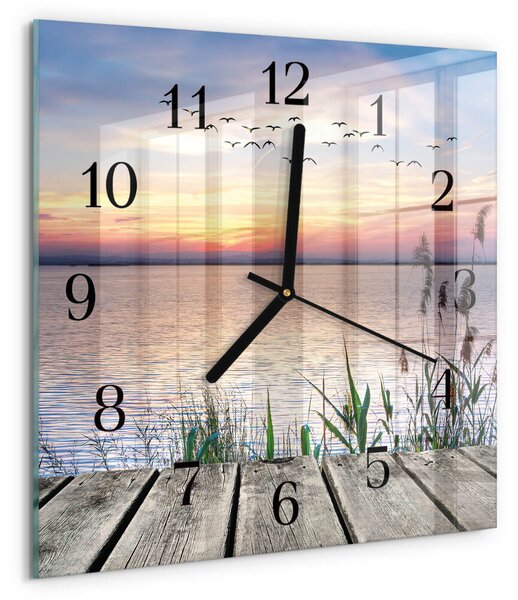 Skleněné hodiny na stěnu Jezero zskc-30x30-00058661