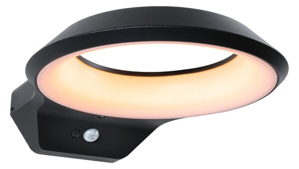 P 94837 LED venkovní nástěnné svítidlo Anela pohybové čidlo neláká hmyz IP44 245x309mm 2200K 12W 230V antracit hliník - PAULMANN