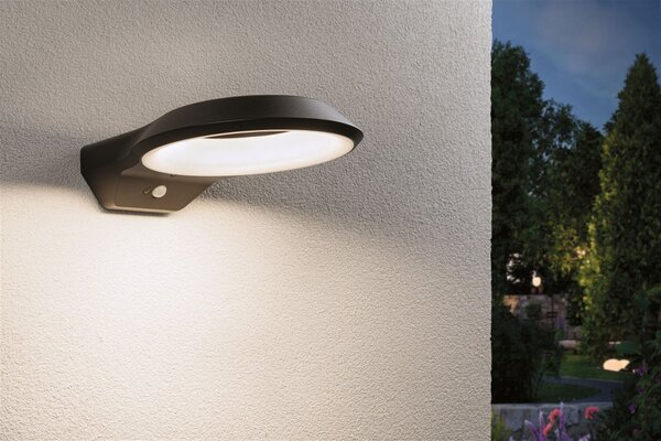 P 94836 LED venkovní nástěnné svítidlo Anela pohybové čidlo IP44 245x309mm 3000K 12,5W 230V antracit hliník - PAULMANN