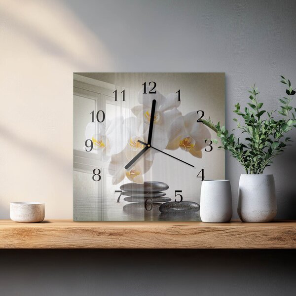 Skleněné hodiny na stěnu Orchidej zskc-30x30-00058673