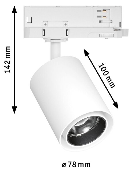 P 96559 ProRail3 LED lištový spot Kratos 36° 9W 3000K 230V bílá - PAULMANN