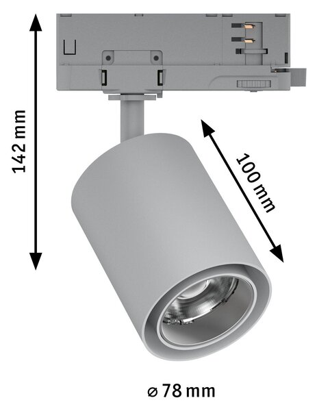 P 96558 ProRail3 LED lištový spot Kratos 36° 9W 3000K 230V stříbrná - PAULMANN