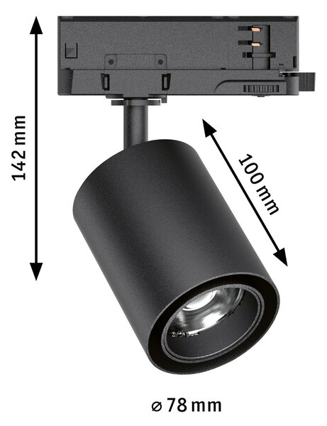 P 96569 ProRail3 LED lištový spot Kratos 50° 9W 4000K 230V černá - PAULMANN