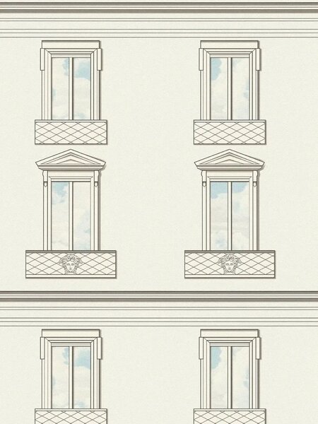 A.S. Création | Vliesová tapeta na zeď Versace 6 79132-3 | 0,53 x 10,05 m | bílá, krémová, černá, tyrkysová