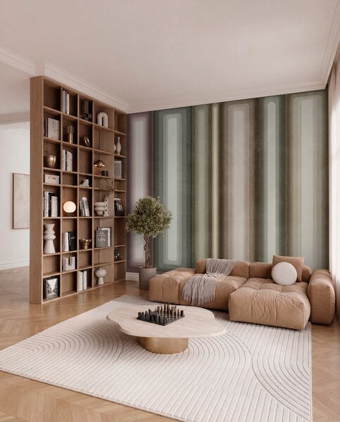Fototapety Texturované abstraktní svislé obdélníky se zaoblenými rohy v tlumených odstínech hnědé, béžové a, Fototapety geometrie, w09905 : uwalls.cz