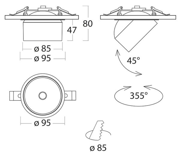 HAL 26-100U-10GGE/930, W Svítidlo polovestavné Shift LED MODUL 15W ø95x50mm - HALLA