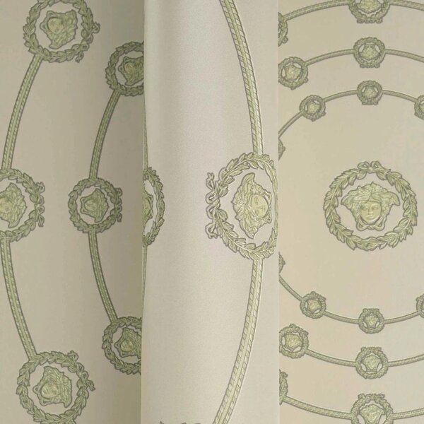 A.S. Création | Vliesová tapeta na zeď Versace 6 79175-4 | 0,53 x 10,05 m | krémová, zelená, šedá