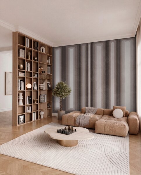 Fototapety Texturované abstraktní svislé obdélníky se zaoblenými rohy v tlumených hnědých odstínech, Fototapety geometrie, w09905v1 : uwalls.cz