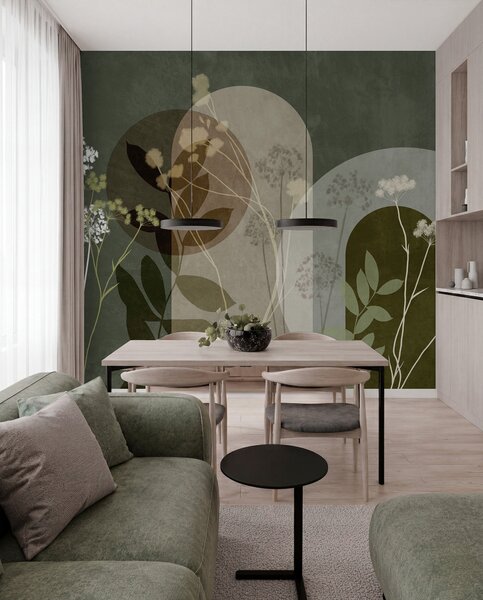 Fototapety Botanická a minimalistická kompozice ze sušených květin a listů s, Fototapety 3D, Fototapety 3d květiny, w09906v2 : uwalls.cz