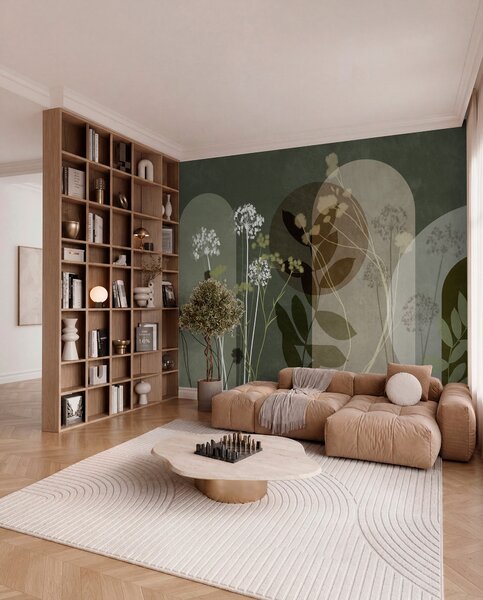Fototapety Botanická a minimalistická kompozice ze sušených květin a listů s, Fototapety 3D, Fototapety 3d květiny, w09906v2 : uwalls.cz