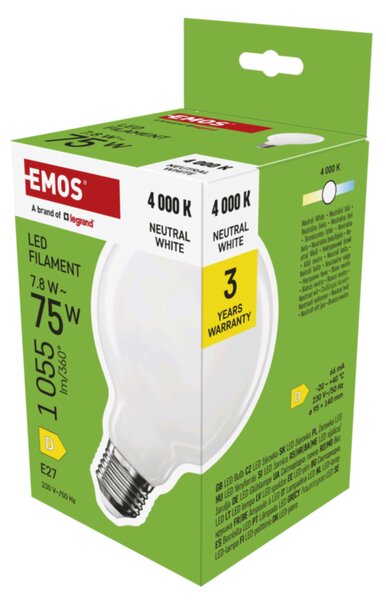 LED žárovka filament ZF2D53 E27, 7,8W, neutrální bílá