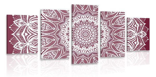 5-dílný obraz Mandala harmonie na růžovém pozadí