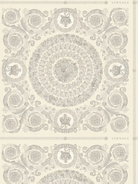 A.S. Création | Vliesová tapeta na zeď Versace 6 79134-2 | 0,53 x 10,05 m | bílá, šedá, fialová