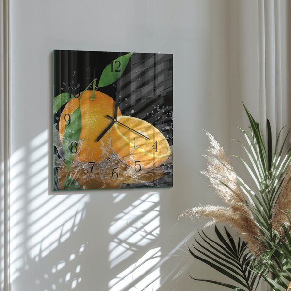 Skleněné hodiny na stěnu Pomeranče zskc-30x30-00058709