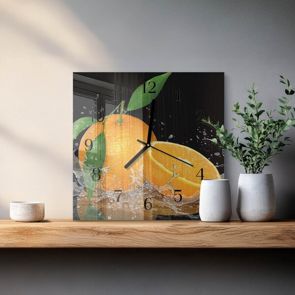 Skleněné hodiny na stěnu Pomeranče zskc-30x30-00058709