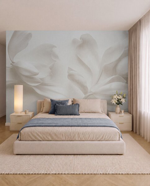Fototapety Texturované bílé květy magnólie s jemnými okvětními lístky na rozmazaném, Fototapety 3D, Fototapety 3d květiny, w09771 : uwalls.cz