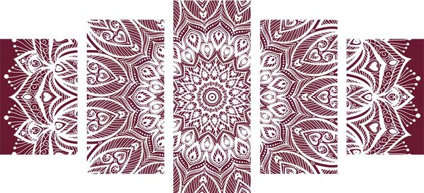 5-dílný obraz Mandala harmonie na růžovém pozadí