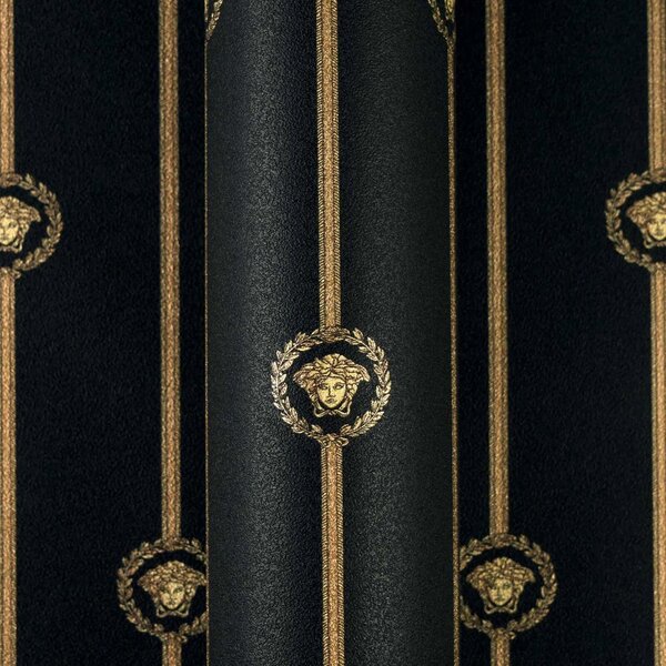A.S. Création | Vliesová tapeta na zeď Versace 6 79131-2 | 0,53 x 10,05 m | černá, zlatá