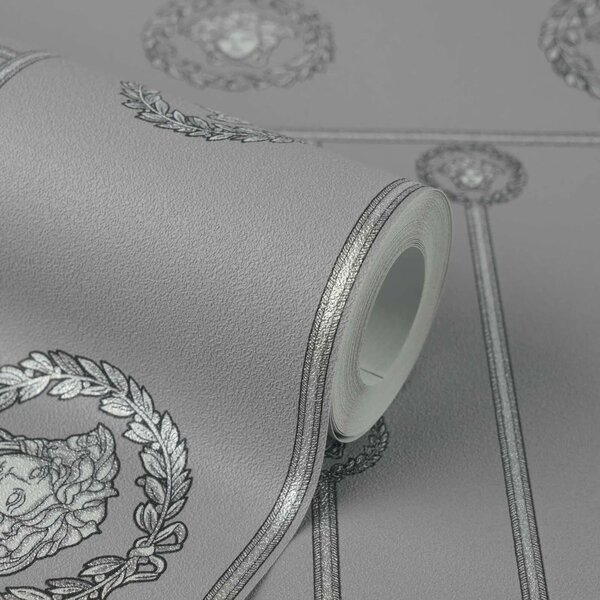 A.S. Création | Vliesová tapeta na zeď Versace 6 79131-3 | 0,53 x 10,05 m | šedá, metalická