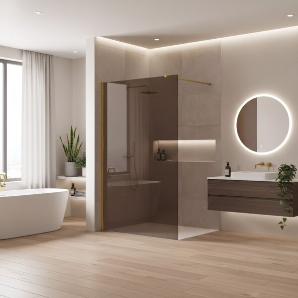 Sprchová zástěna Rea Flexi Brown / Gold 80
