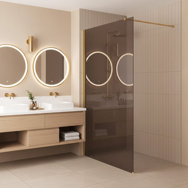 Sprchová zástěna Rea Flexi Brown / Gold 90