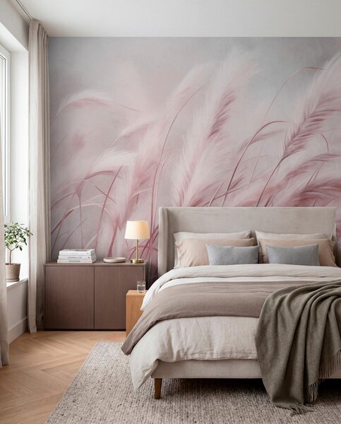 Fototapety Vysoká tráva pampová se jemně vlní ve větru na pozadí s jemnými, tlumenými tóny, texturované, Fototapety příroda, w09825v1 : uwalls.cz