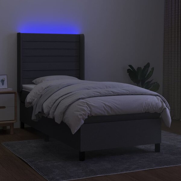Box spring postel s matrací a LED tmavě šedá 80 x 200 cm textil 3138350
