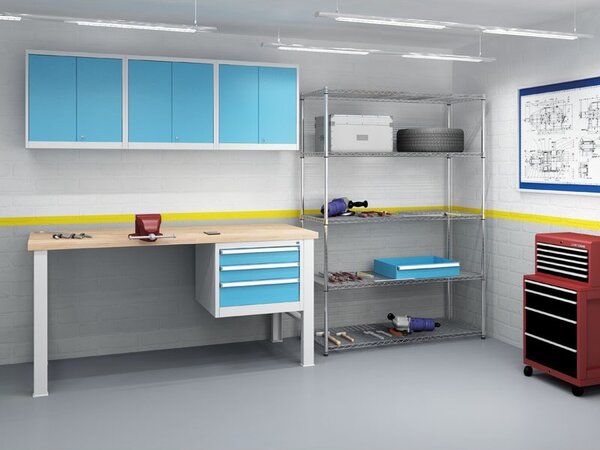 Chromovaný regál s drátěnými policemi, 1500 x 900 x 350 mm