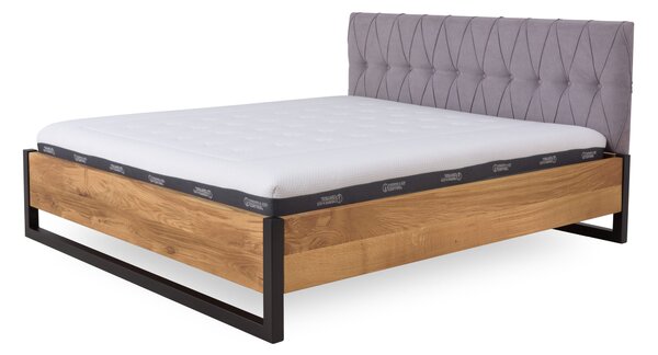Manželská postel Catania 180x200 v kombinaci masivní dub a kov (několik barevných variant)
