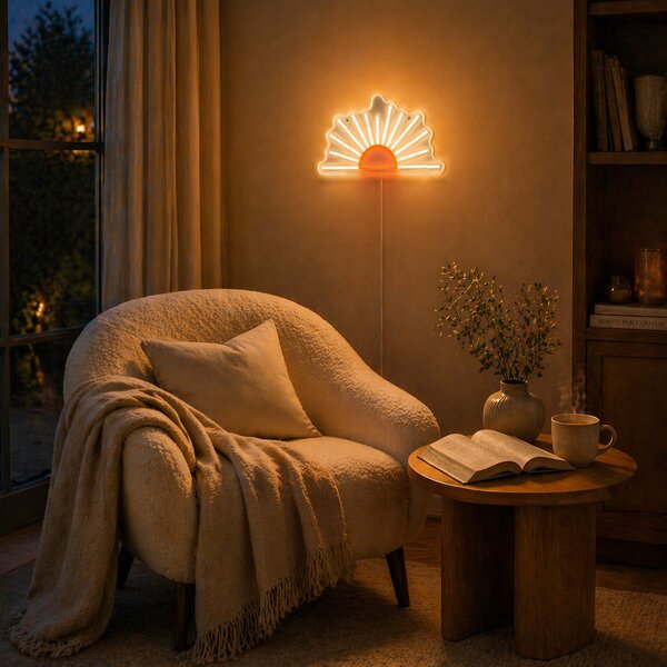 Neonová nástěnná lampa teplá bílá s oranžovou vč. LED - Sunset