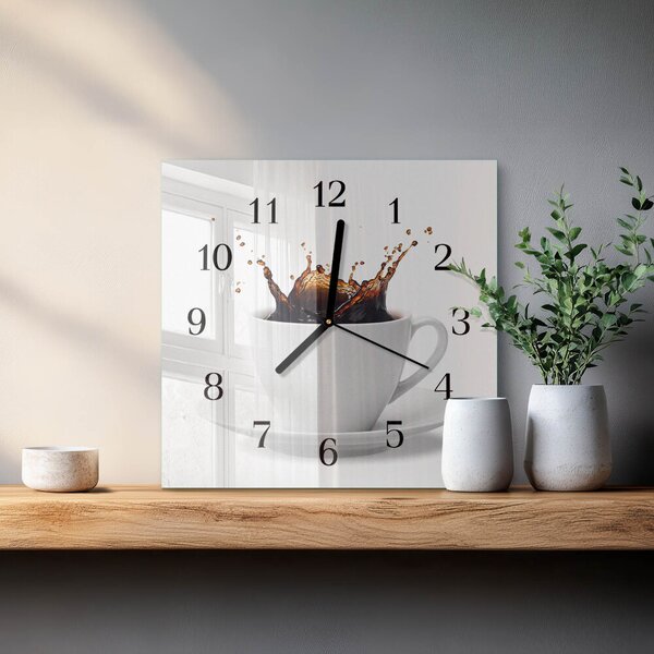 Skleněné hodiny na stěnu Káva zskc-30x30-00058727