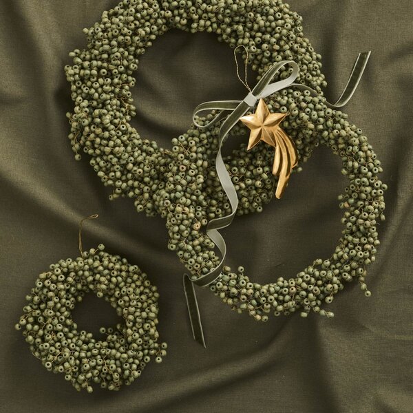 Korálkový věneček Wooden Beads Green Ø 22 cm