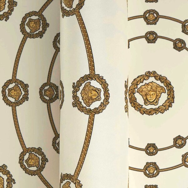 A.S. Création | Vliesová tapeta na zeď Versace 6 79175-1 | 0,53 x 10,05 m | krémová, zlatá, černá