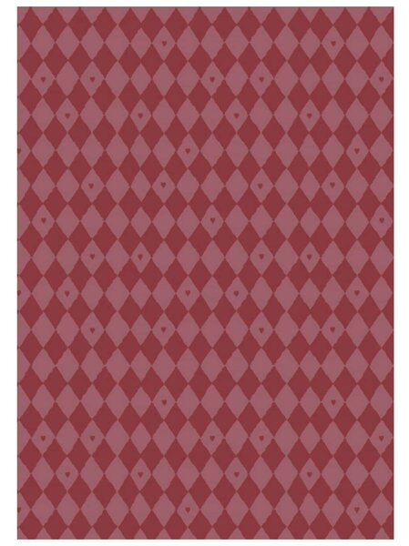 Vánoční balicí papír Harlequin/Hearts Red – 5 m