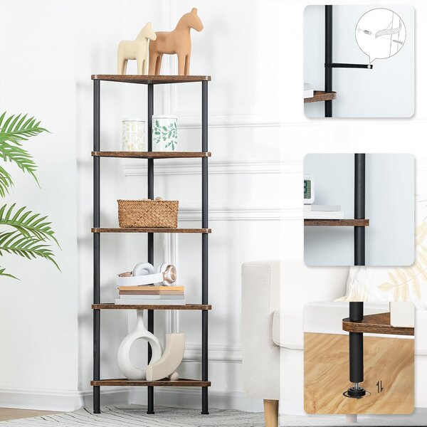 Rohový regál Vasagle Ebbi 30 cm hnědý/černý