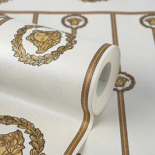 A.S. Création | Vliesová tapeta na zeď Versace 6 79131-1 | 0,53 x 10,05 m | krémová, bílá, zlatá